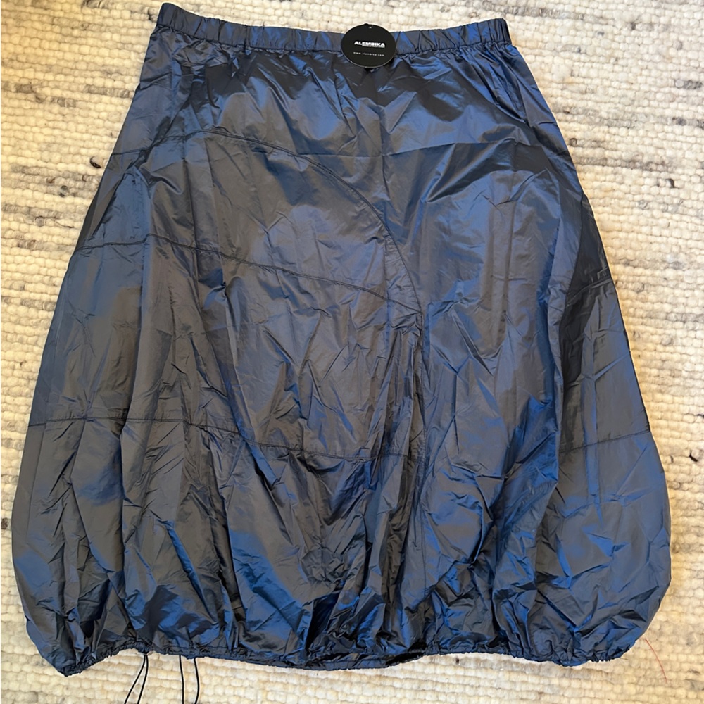Women's Navy Balloon Midi Skirt - Picture 5 of 11